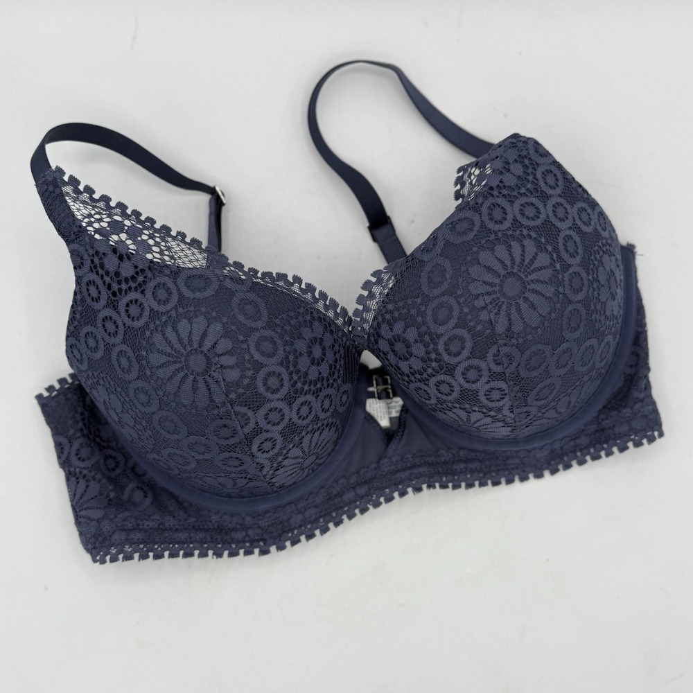 Aerie Real Power Plunge Push Up Joy Lace Bra -- Indigo Purple 34D‎ NEW